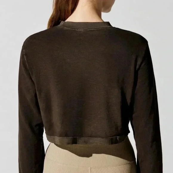 NWT COTTON CITIZEN Tokyo Crop Long Sleeve Shirt Brown - Picture 2 of 6